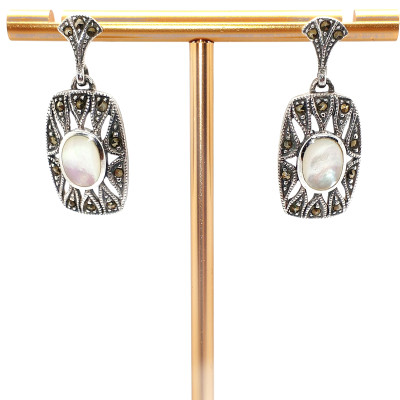Marcasite pearl earrings AG 925/1000