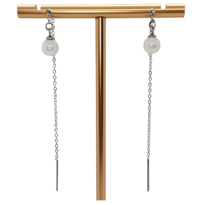 Náušnice s umělými perličkami nerezová ocel