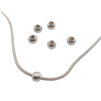 Smooth stoper bead with surgical steel 4 mm silicone