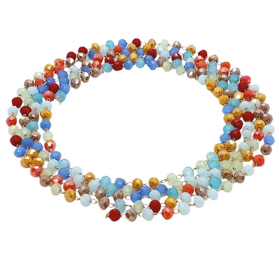 Chain link with firecrackers, blue-red mix, surgical steel, gold galvanization