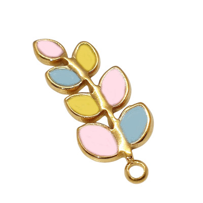 Přívěsek lístečky chirurgická ocel zlatá galvanizace