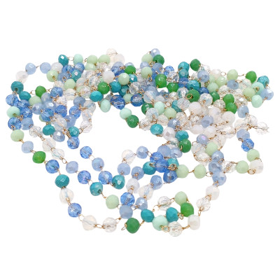 Chain link with fireflies blue-green mix surgical steel gold galvanization