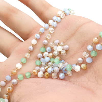 Chain link with fireflies yellow-white-blue mix surgical steel WITHOUT GALVANIZATION