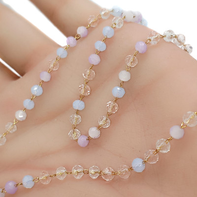 Chain link with fireflies yellow-white-blue mix surgical steel WITHOUT GALVANIZATION