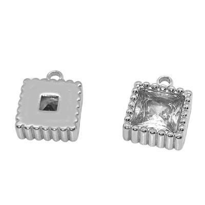 Přívěsek čtvereček s kamenem barvy Crystal chirurgická ocel
