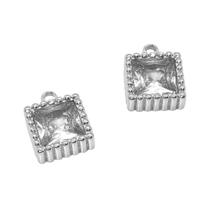 Přívěsek čtvereček s kamenem barvy Crystal chirurgická ocel