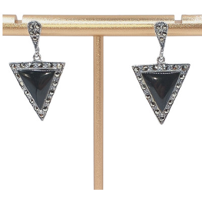 Marcasite heart earrings AG 925/1000