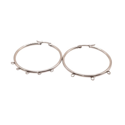 Hoop earrings with 3 eyelets, surgical steel