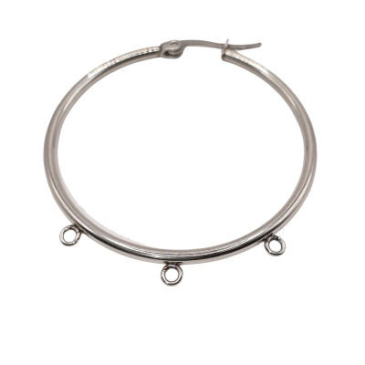 Hoop earrings with 3 eyelets, surgical steel