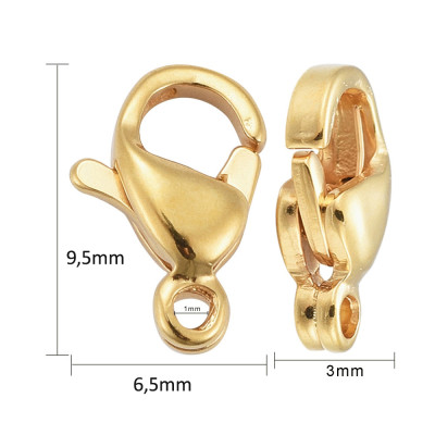 Lobster Claw Clasps 10 x 6mm gold plating