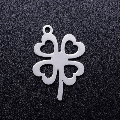 Cloverleaf pendant in two color combinations of surgical steel