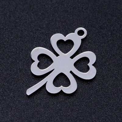 Cloverleaf pendant in two color combinations of surgical steel