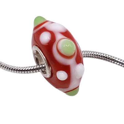 Murano korálek červený pouzdro AG 925/1000