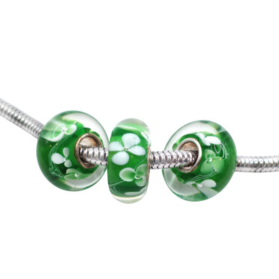 Murano korálek světle zelený pouzdro AG 925/1000