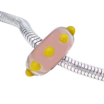 Murano pink-yellow bead, case AG 925
