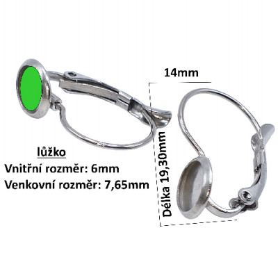 Lever Back earrings with 6mm settings stainless steel