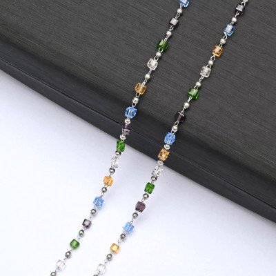 Chain fabric, beads, cubes in a mix of mint colors, surgical steel