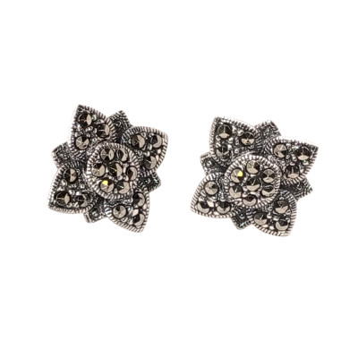Marcasite heart earrings AG 925/1000