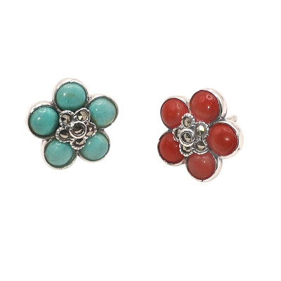 Náušnice Marcasite kytičky AG 925/1000