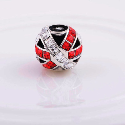 Bead AG 925/1000 Light Siam and Crystal