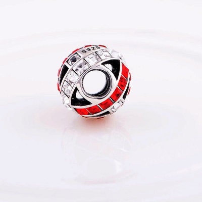 Bead AG 925/1000 Light Siam and Crystal