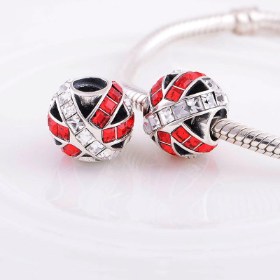 Bead AG 925/1000 Light Siam and Crystal