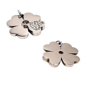 Cloverleaf pendant in two color combinations of surgical steel