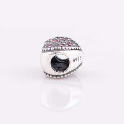 Bead AG 925 heart with rhinestones Light Siam