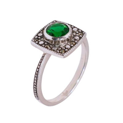 Ring with green stone AG925/1000