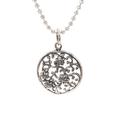 Pendant flower with ornament AG925/1000