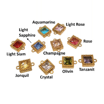 Connector with coloured stone