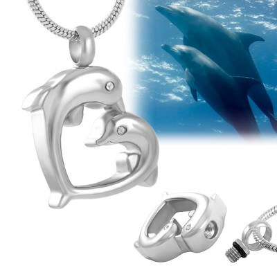 Přívěsek srdíčko s delfínem chirurgická ocel