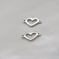 Connector two connected hearts surgical steel