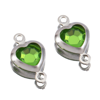 Drop connector with colored stone, surgical steel