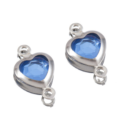 Konektor srdíčko s barevným kamenem chirurgická ocel
