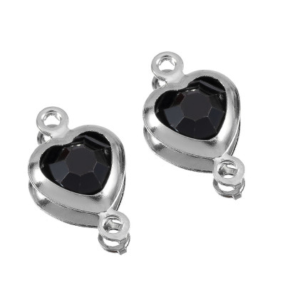 Konektor srdíčko s barevným kamenem chirurgická ocel