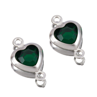 Drop connector with colored stone, surgical steel