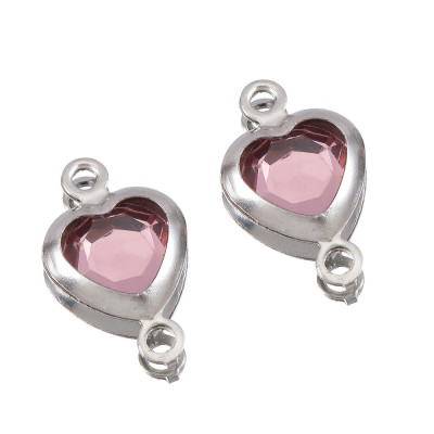 Konektor srdíčko s barevným kamenem chirurgická ocel