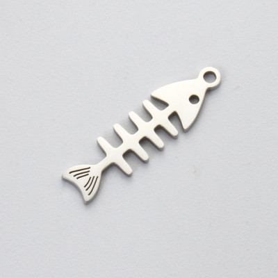Surgical steel fish skeleton pendant