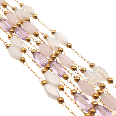 Chain with beaded flower, surgical steel