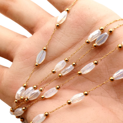 Chain with beaded flower, surgical steel