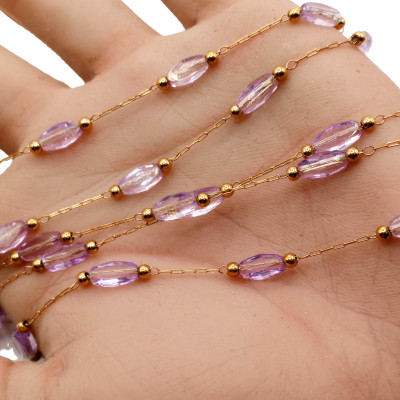 Chain with beaded flower, surgical steel