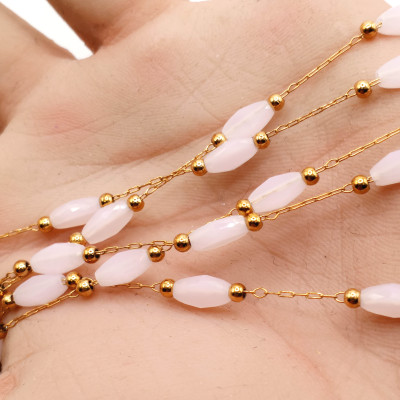 Chain with beaded flower, surgical steel