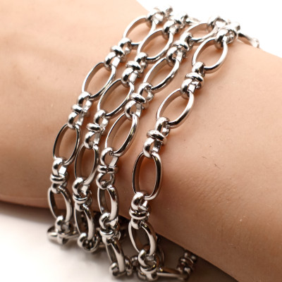 Combined chain link rectangular links and figure eights surgical steel