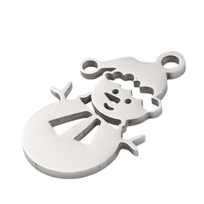 Surgical steel snowman pendant two color combinations