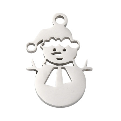 Surgical steel snowman pendant two color combinations