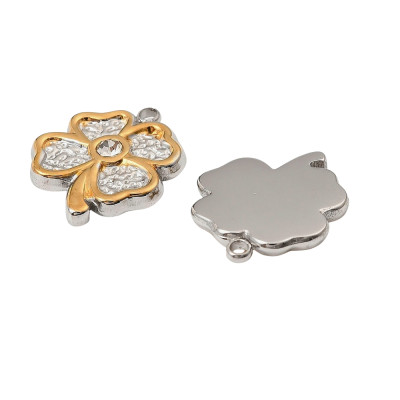 Cloverleaf pendant in two color combinations of surgical steel