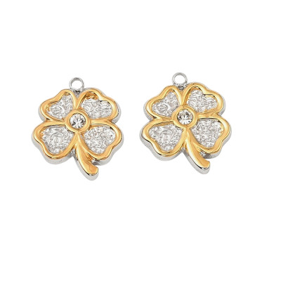 Cloverleaf pendant in two color combinations of surgical steel