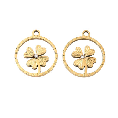 Cloverleaf pendant in two color combinations of surgical steel