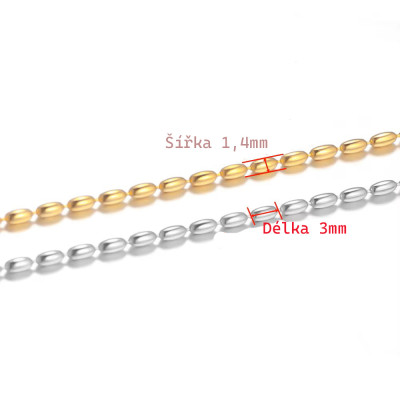 Olivková řetízkovina 1,4mm z chirurgické oceli